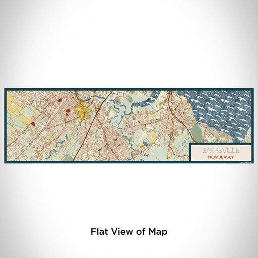 Flat View of Map Custom Sayreville New Jersey Map Enamel Mug in Woodblock
