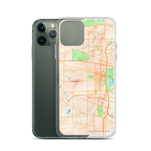 Custom Schaumburg Illinois Map Phone Case in Watercolor on Table with Laptop and Plant
