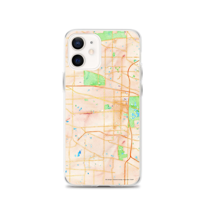 Custom Schaumburg Illinois Map iPhone 12 Phone Case in Watercolor