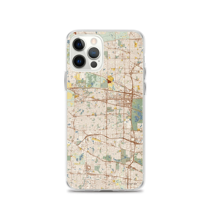 Custom Schaumburg Illinois Map iPhone 12 Pro Phone Case in Woodblock