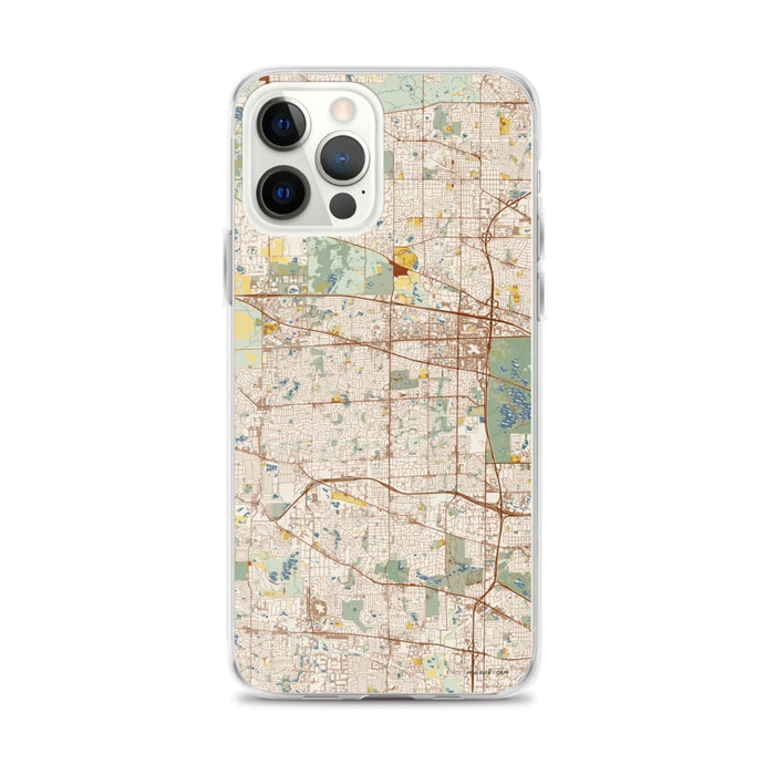 Custom Schaumburg Illinois Map iPhone 12 Pro Max Phone Case in Woodblock