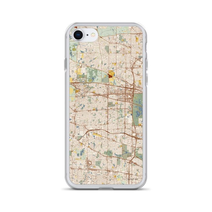 Custom Schaumburg Illinois Map iPhone SE Phone Case in Woodblock