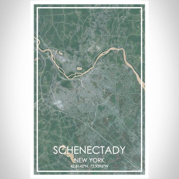 Schenectady New York Map Print Portrait Orientation in Afternoon Style With Shaded Background