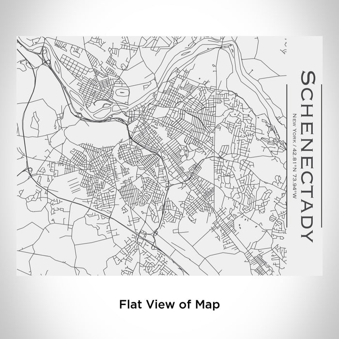 Rendered View of Schenectady New York Map Engraving on 20oz Stainless Steel Insulated Bottle with Bamboo Top in White