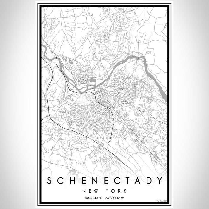 Schenectady New York Map Print Portrait Orientation in Classic Style With Shaded Background