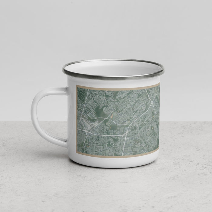 Left View Custom Schertz Texas Map Enamel Mug in Afternoon