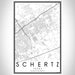 Schertz Texas Map Print Portrait Orientation in Classic Style With Shaded Background