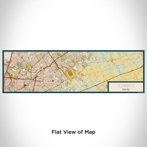Flat View of Map Custom Schertz Texas Map Enamel Mug in Woodblock
