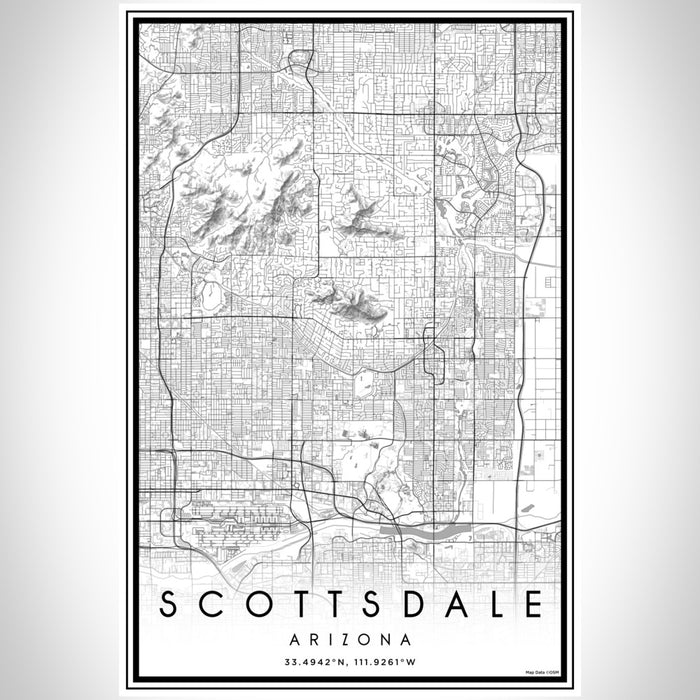 Scottsdale Arizona Map Print Portrait Orientation in Classic Style With Shaded Background