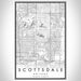 Scottsdale Arizona Map Print Portrait Orientation in Classic Style With Shaded Background