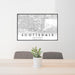 24x36 Scottsdale Arizona Map Print Landscape Orientation in Classic Style Behind 2 Chairs Table and Potted Plant