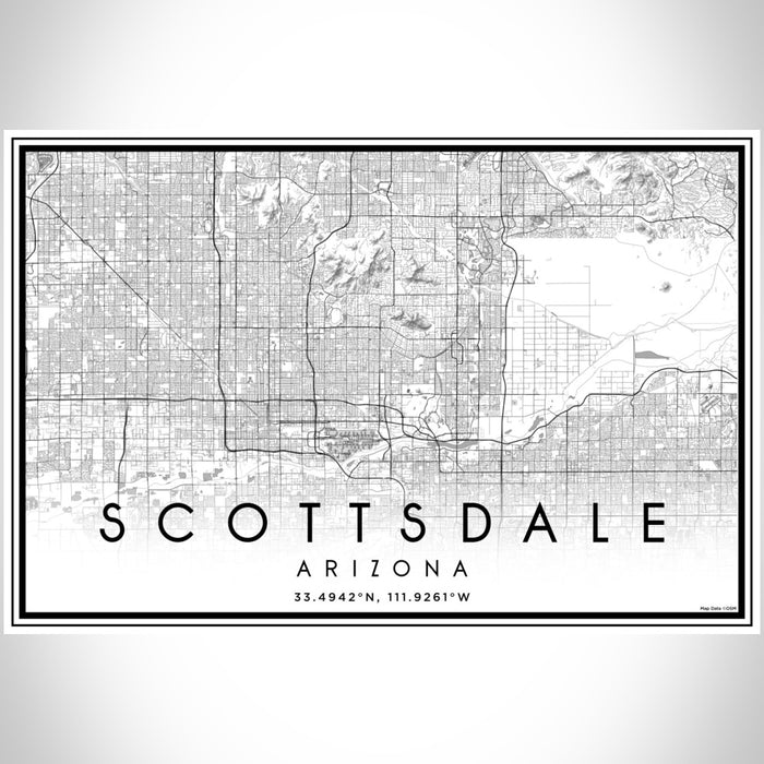 Scottsdale Arizona Map Print Landscape Orientation in Classic Style With Shaded Background