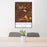 24x36 Scottsdale Arizona Map Print Portrait Orientation in Ember Style Behind 2 Chairs Table and Potted Plant