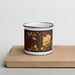 Front View Custom Scottsdale Arizona Map Enamel Mug in Ember on Cutting Board