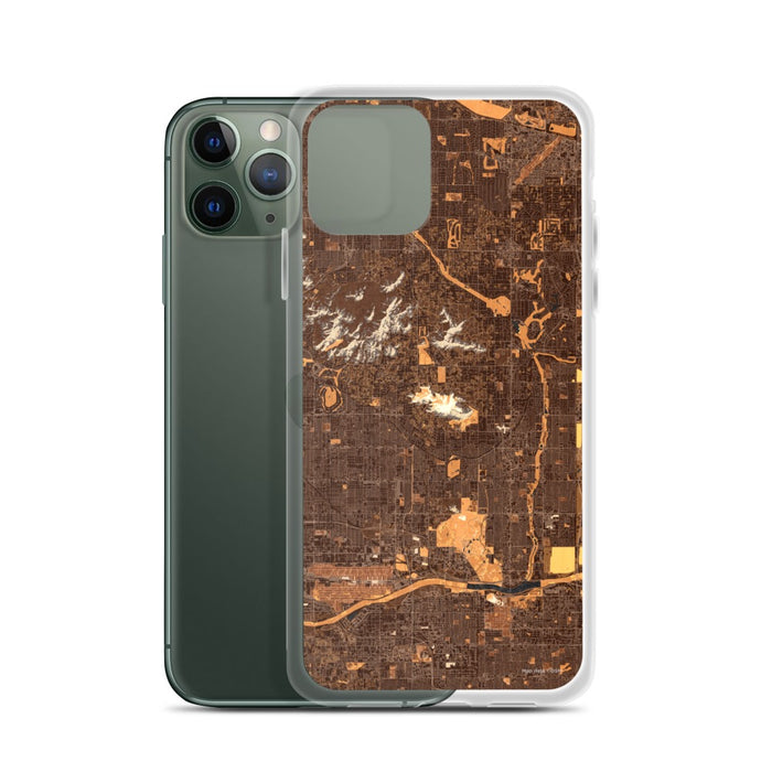 Custom Scottsdale Arizona Map Phone Case in Ember on Table with Laptop and Plant