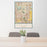 24x36 Scottsdale Arizona Map Print Portrait Orientation in Woodblock Style Behind 2 Chairs Table and Potted Plant