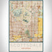 Scottsdale Arizona Map Print Portrait Orientation in Woodblock Style With Shaded Background