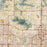 Scottsdale Arizona Map Print in Woodblock Style Zoomed In Close Up Showing Details