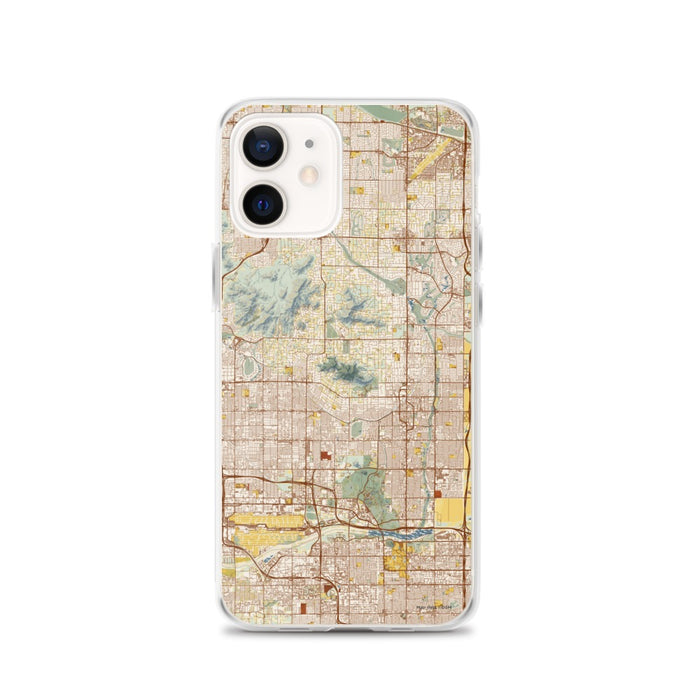 Custom Scottsdale Arizona Map iPhone 12 Phone Case in Woodblock