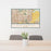 24x36 Scottsdale Arizona Map Print Landscape Orientation in Woodblock Style Behind 2 Chairs Table and Potted Plant