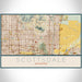 Scottsdale Arizona Map Print Landscape Orientation in Woodblock Style With Shaded Background