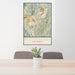 24x36 Scotts Valley California Map Print Portrait Orientation in Woodblock Style Behind 2 Chairs Table and Potted Plant