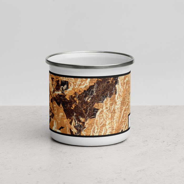 Front View Custom Scotts Valley California Map Enamel Mug in Ember