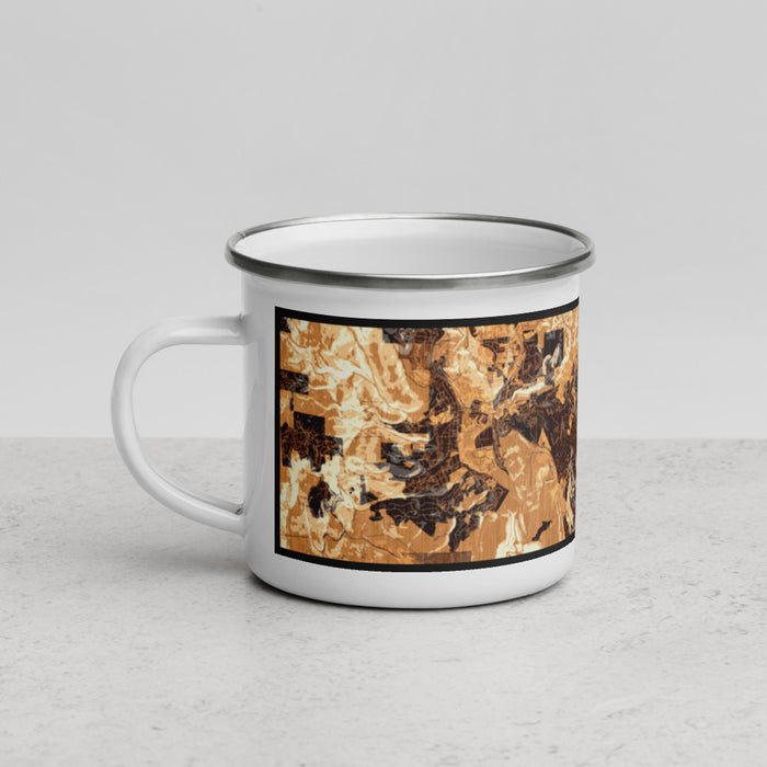 Left View Custom Scotts Valley California Map Enamel Mug in Ember