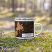 Right View Custom Scranton Pennsylvania Map Enamel Mug in Ember on Grass With Trees in Background