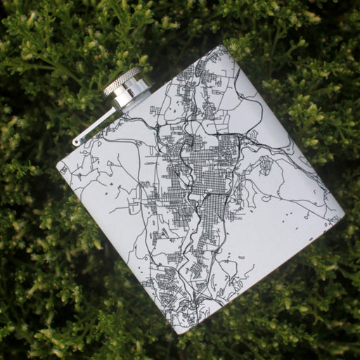 Scranton Pennsylvania Custom Engraved City Map Inscription Coordinates on 6oz Stainless Steel Flask in White