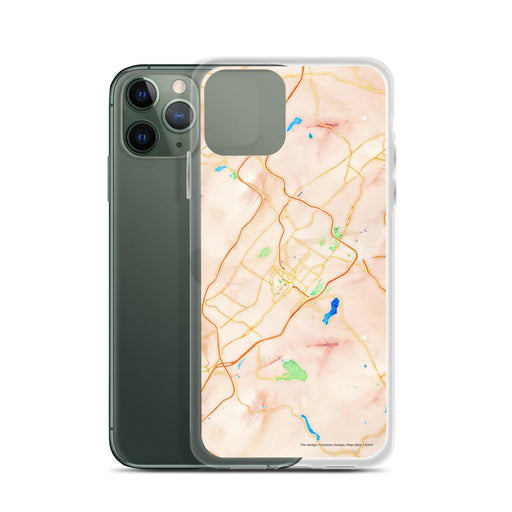 Custom Scranton Pennsylvania Map Phone Case in Watercolor on Table with Laptop and Plant