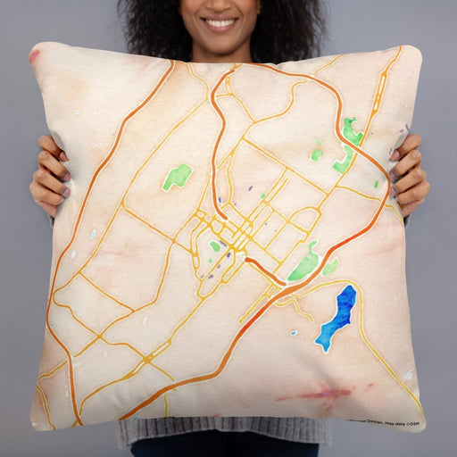 Person holding 22x22 Custom Scranton Pennsylvania Map Throw Pillow in Watercolor