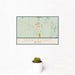 12x18 Searchlight Nevada Map Print Landscape Orientation in Woodblock Style With Small Cactus Plant in White Planter