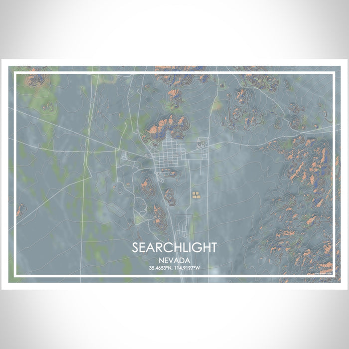 Searchlight Nevada Map Print Landscape Orientation in Afternoon Style With Shaded Background