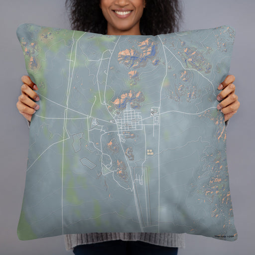 Person holding 22x22 Custom Searchlight Nevada Map Throw Pillow in Afternoon