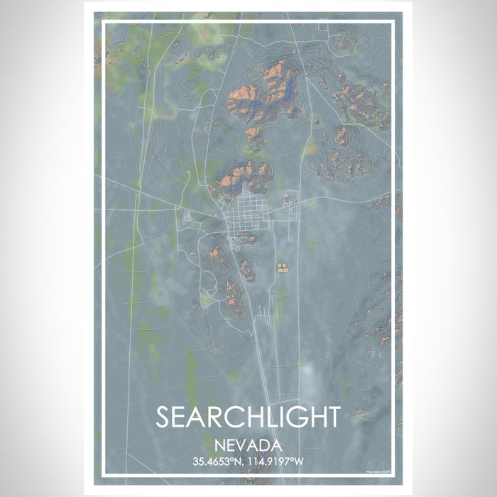 Searchlight Nevada Map Print Portrait Orientation in Afternoon Style With Shaded Background