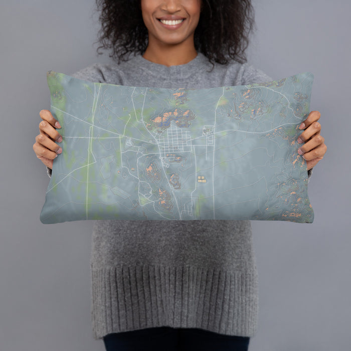 Person holding 20x12 Custom Searchlight Nevada Map Throw Pillow in Afternoon