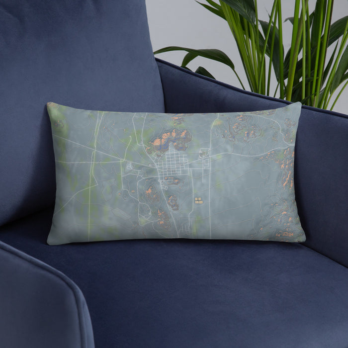 Custom Searchlight Nevada Map Throw Pillow in Afternoon on Blue Colored Chair