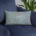 Custom Searchlight Nevada Map Throw Pillow in Afternoon on Blue Colored Chair