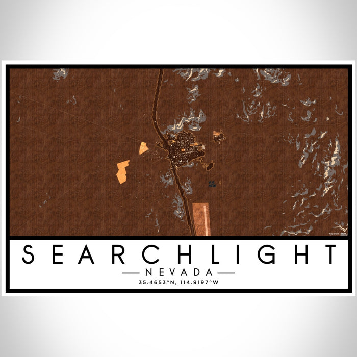Searchlight Nevada Map Print Landscape Orientation in Ember Style With Shaded Background