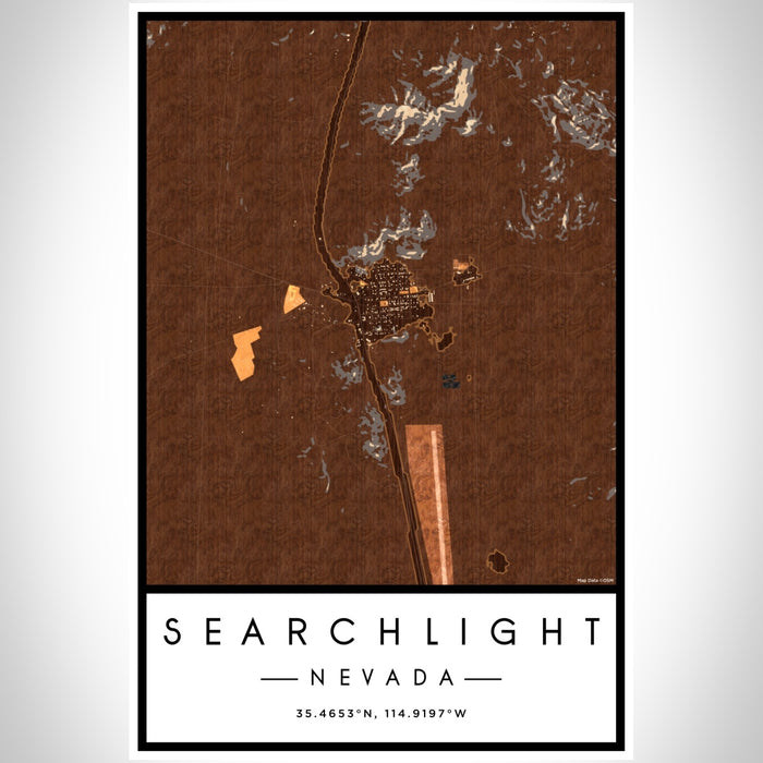 Searchlight Nevada Map Print Portrait Orientation in Ember Style With Shaded Background