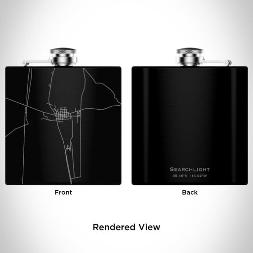 Rendered View of Searchlight Nevada Map Engraving on 6oz Stainless Steel Flask in Black