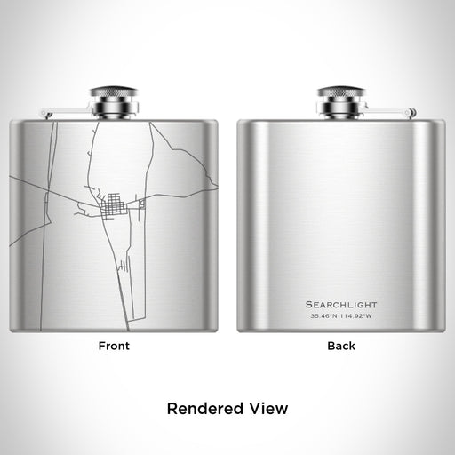 Rendered View of Searchlight Nevada Map Engraving on 6oz Stainless Steel Flask