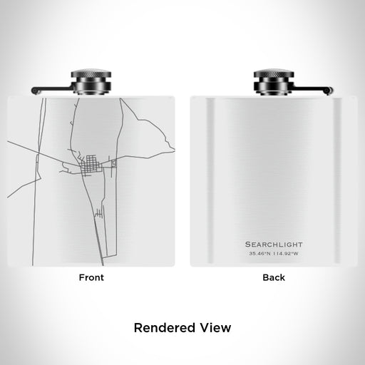 Rendered View of Searchlight Nevada Map Engraving on 6oz Stainless Steel Flask in White