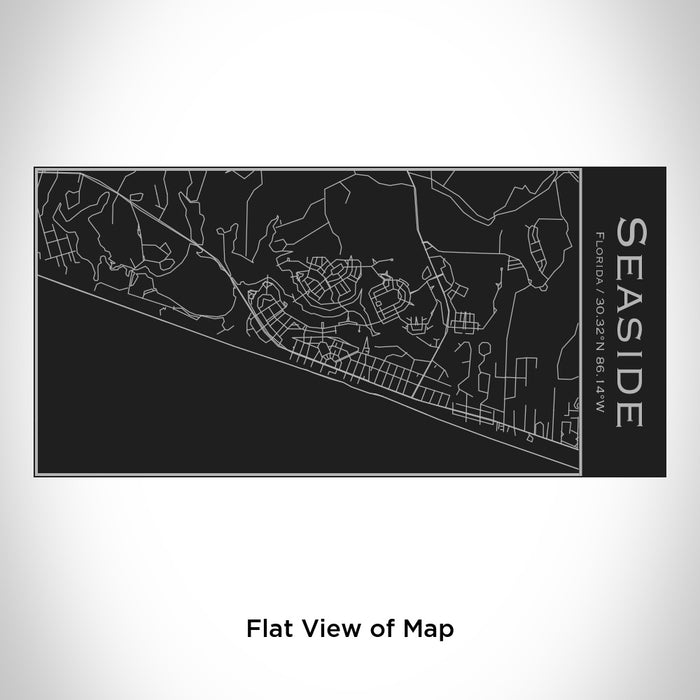 Rendered View of Seaside Florida Map Engraving on 17oz Stainless Steel Insulated Cola Bottle in Black
