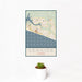 12x18 Seaside Florida Map Print Portrait Orientation in Woodblock Style With Small Cactus Plant in White Planter
