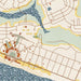 Seaside Florida Map Print in Woodblock Style Zoomed In Close Up Showing Details