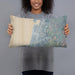Person holding 20x12 Custom Seaside Oregon Map Throw Pillow in Afternoon