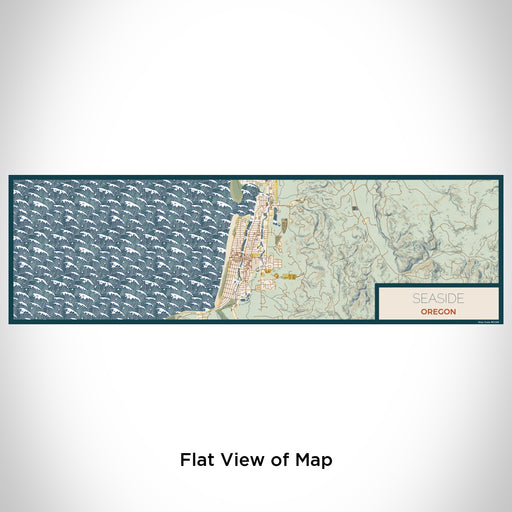 Flat View of Map Custom Seaside Oregon Map Enamel Mug in Woodblock