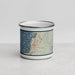 Front View Custom Seaside Oregon Map Enamel Mug in Woodblock